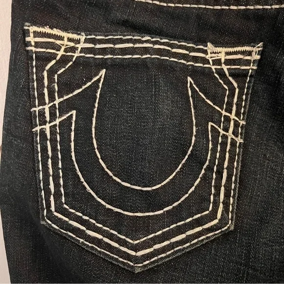 NWT True Religion Womens Johnny Big T Dark Wash Big Stitch Straight Leg Jeans 27 - Picture 8 of 13
